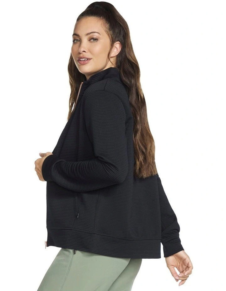 Skechers The Hoodless Hoodie Go Walk Everywhere Jacket in Black W3JA261 BLK, view 4