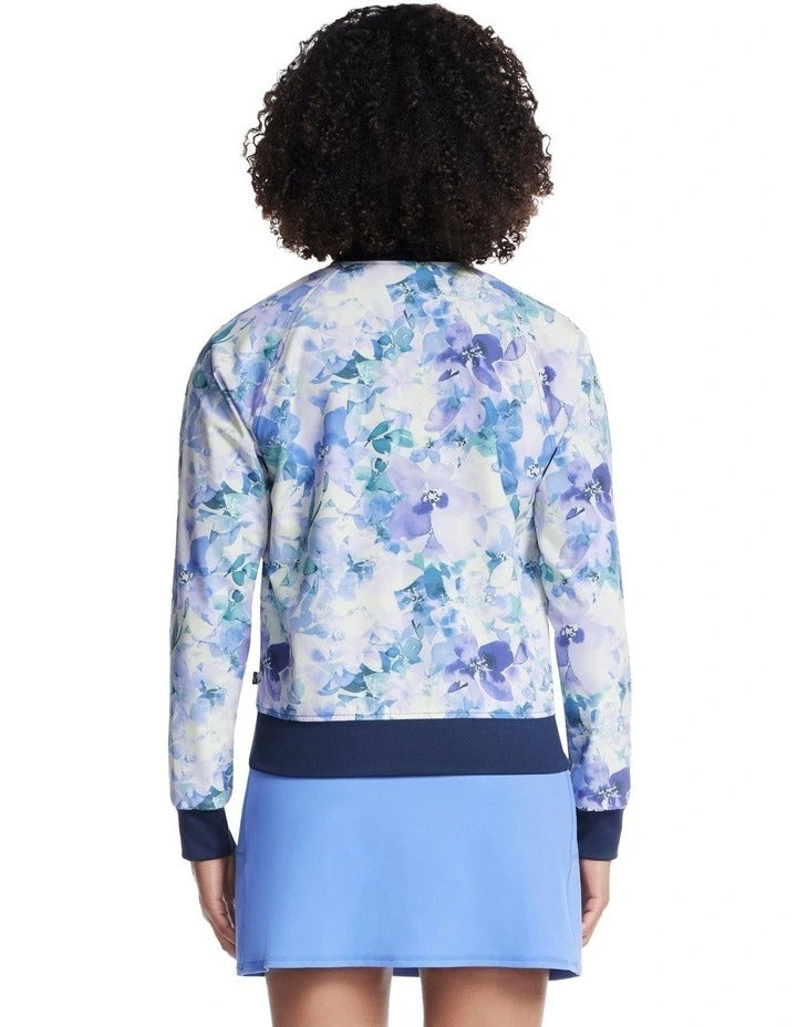 Skechers Go Walk Seascape Floral Reversible Jacket Blue front view