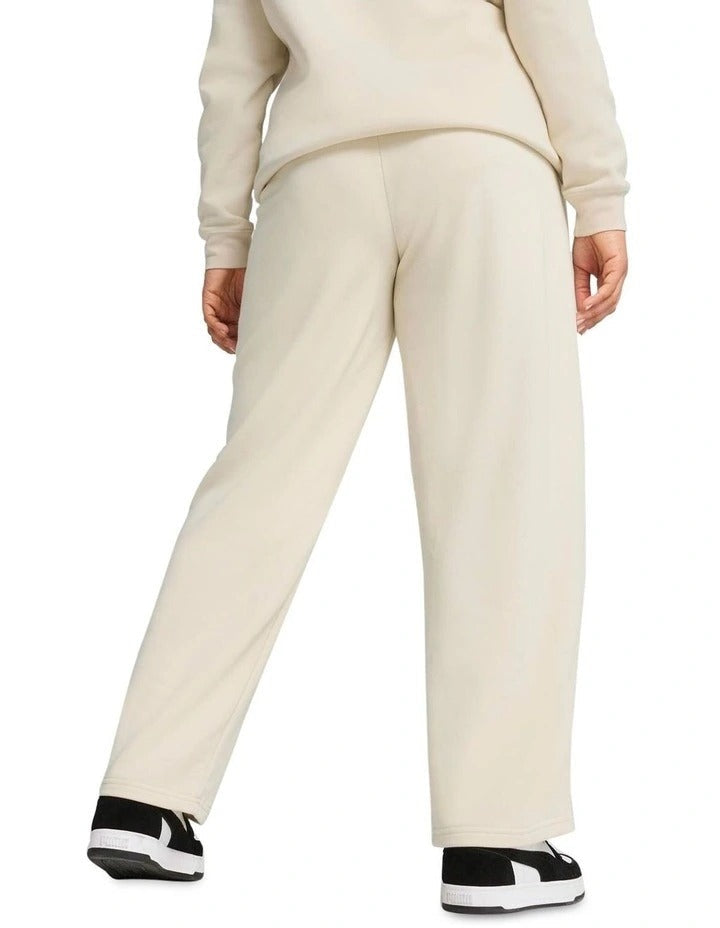 Puma Essentials No.1 Logo Straight Pants in cotton polyester blend with elastic waistband and embroidered logo