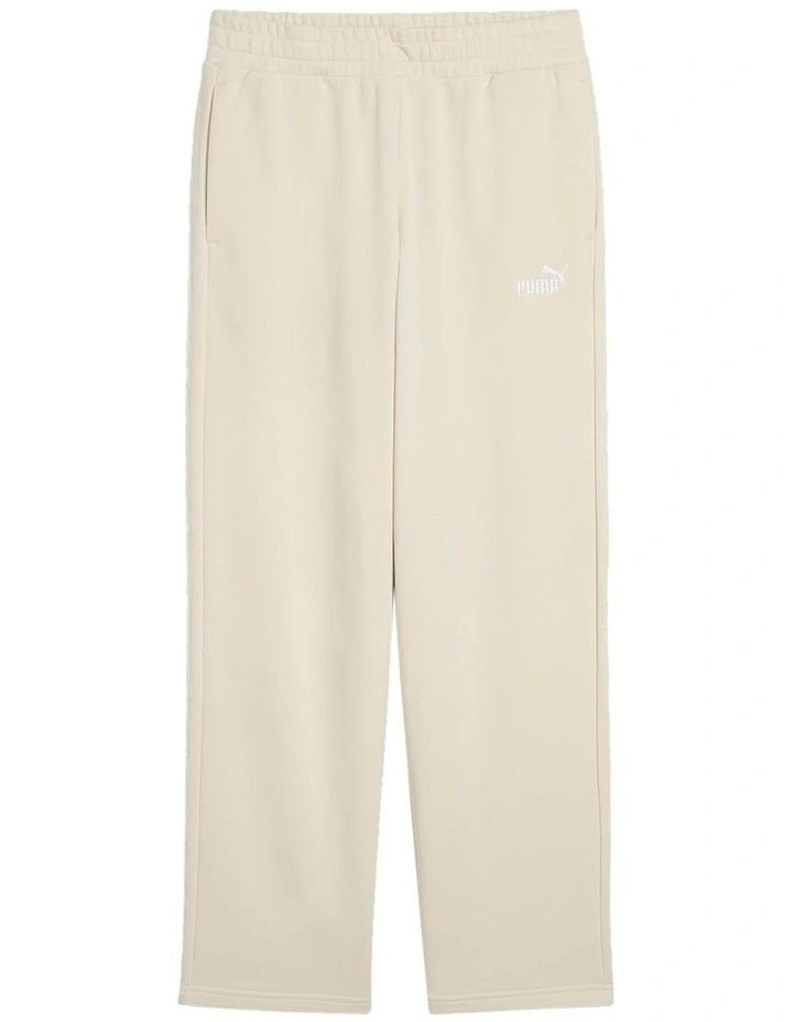 Puma Essentials No.1 Logo Straight Pants in cotton polyester blend with elastic waistband and embroidered logo