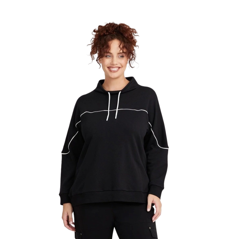 Taking Shape Active Mock Neck Top in Black, view 1