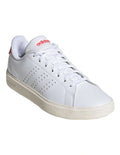Adidas Advantage 2.0 Shoes in White with synthetic textile upper, Cloudfoam midsole, and low heel design for comfort