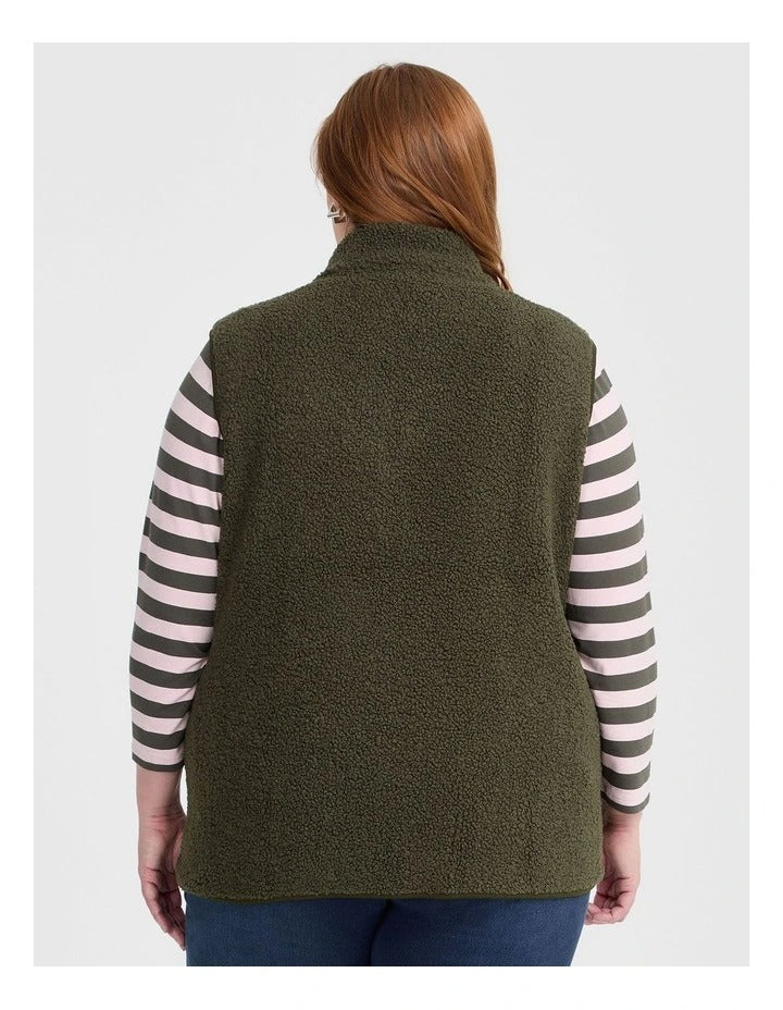 Taking Shape Teddy Vest Olive, view 2