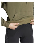 Adidas Essentials Small Logo Feel Cozy Hoodie in green cotton recycled polyester fleece with chest logo