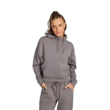 Travel Hip Half Zip Hoodie in Almond – Casual Half Zip Hoodie