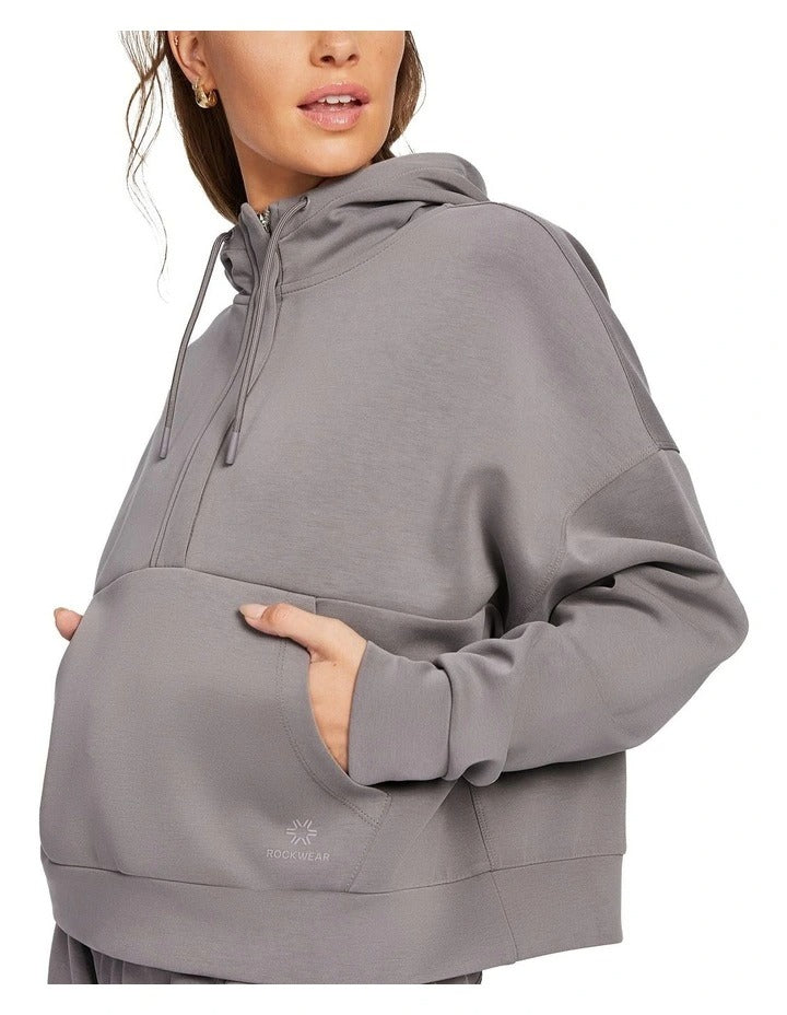 Rockwear Travel Hip Half Zip Hoodie in Almond, view 4