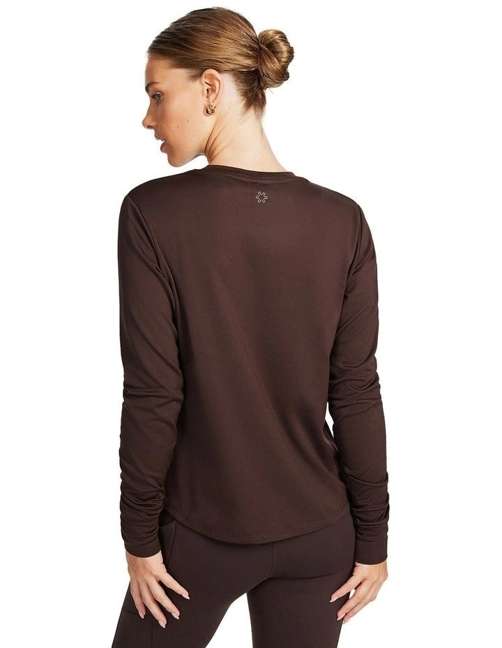 Rockwear Long Sleeve Crew Top in Chocolate – Front View
