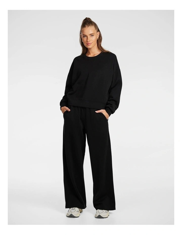 Rockwear Travel Hip Length Crew Sweater in Black, view 5