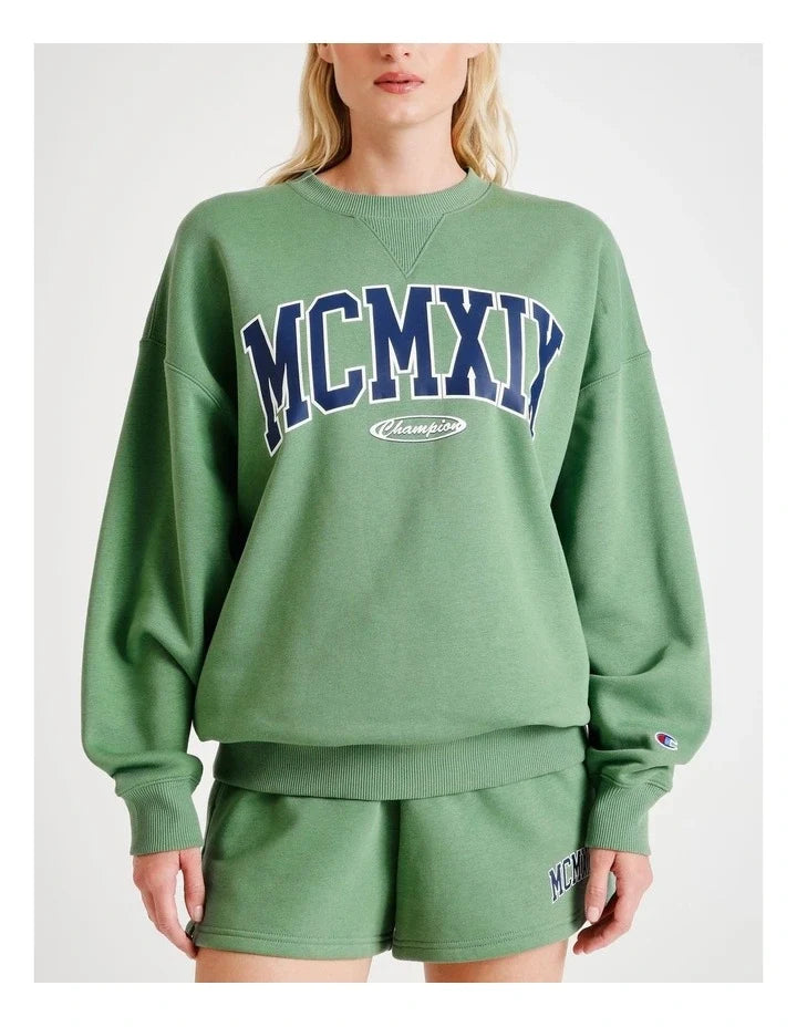 Champion oak green crew neck jumper with logo