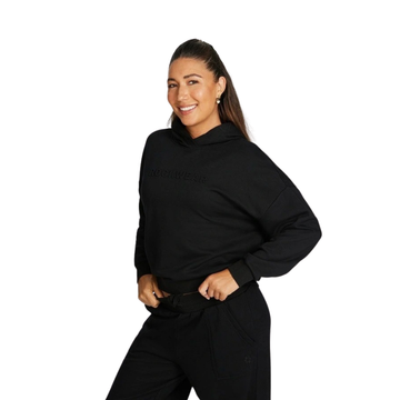 Plush Fleece Hoodie Black Rockwear Front View