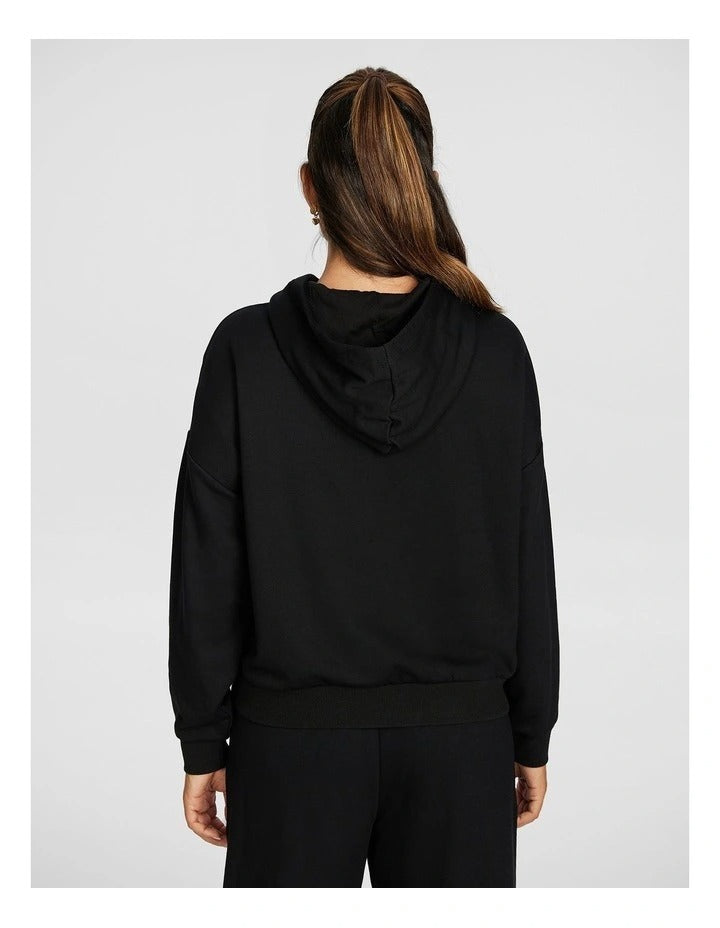 Plush Fleece Hoodie Black Rockwear Front View