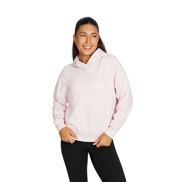 rockwear plush fleece hoodie pink gin