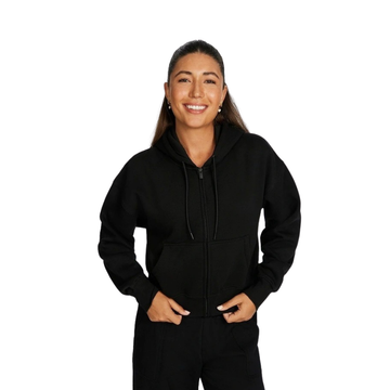 Rockwear Fleece Zip Through Hoodie in Black