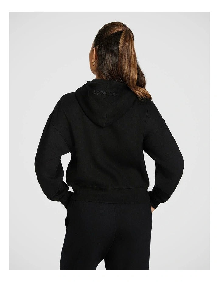 Rockwear Fleece Zip Through Hoodie in Black