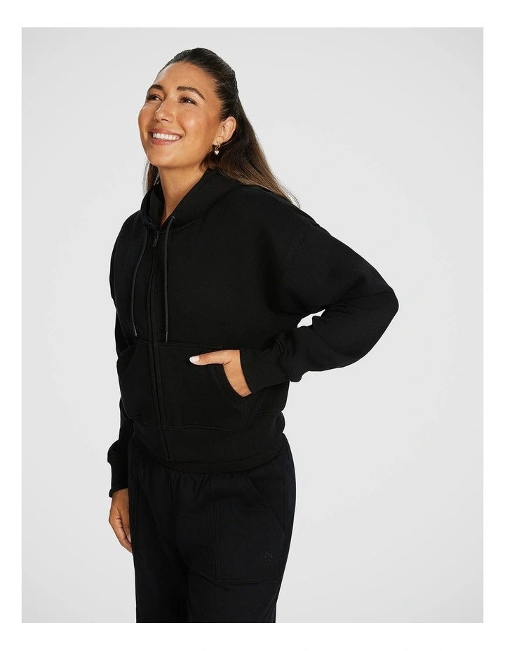Rockwear Cosy Fleece Zip Through Hoodie in Black for Women
