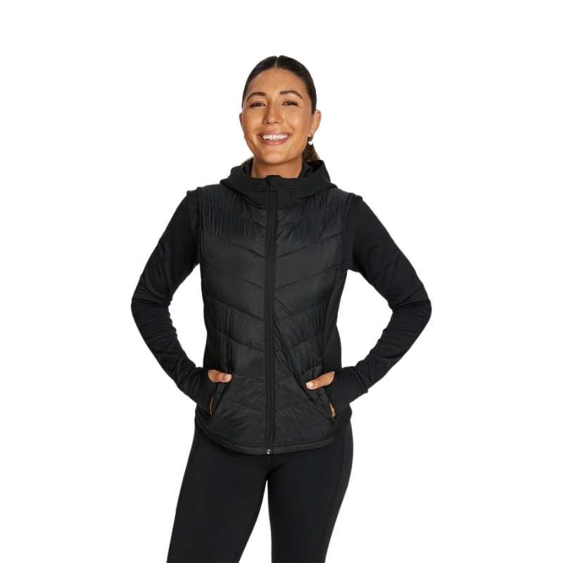 warm all ways vest in black – front view