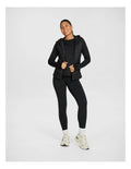 Rockwear Warm All Ways Vest in Black with cozy hood and chevron stitched panels.