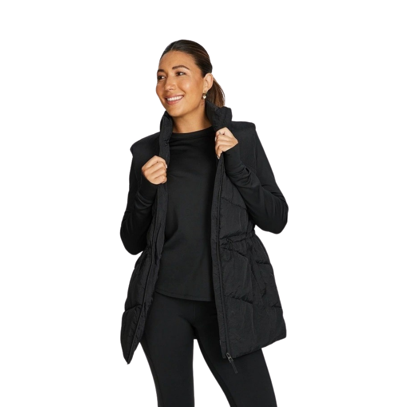 longline puffer vest in black by Rockwear