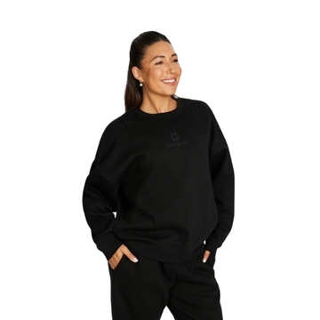 Rockwear Cosy Fleece Longline Crew Sweatshirt in Black