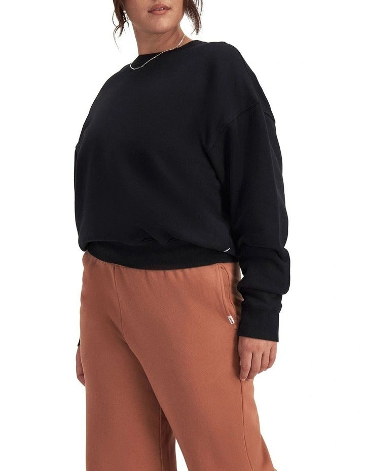 Bonds Sweats Cotton Fleece Pullover in Black, view 3