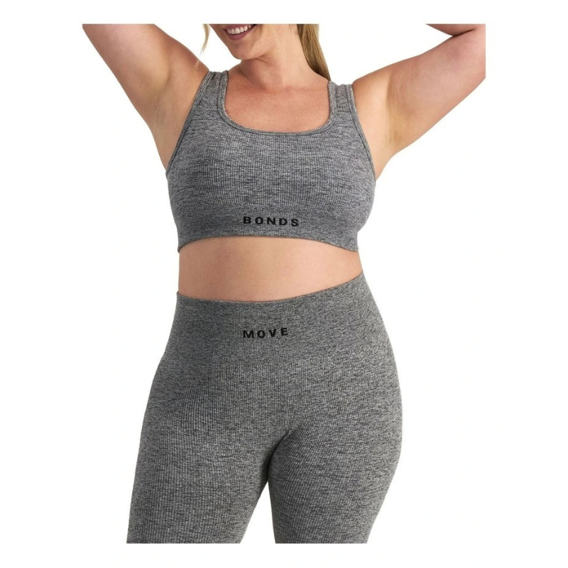 Bonds Move Rib Seamless Crop in Salt And Pepper Marle