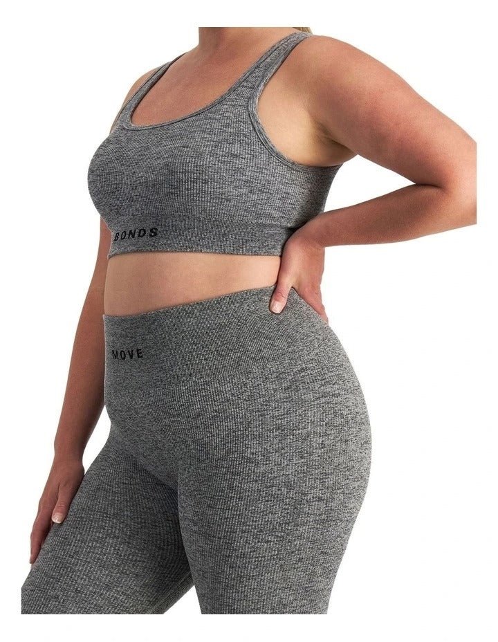 Bonds Move Rib Seamless Crop in Salt And Pepper Marle, view 3