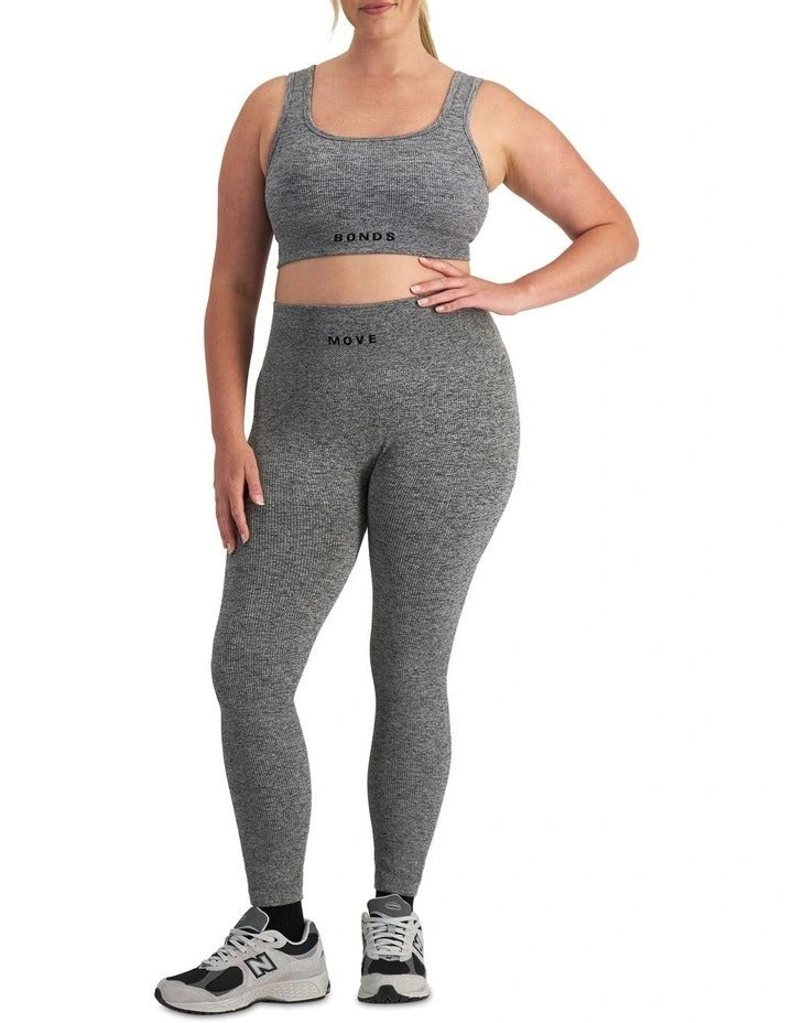 Bonds Move Rib Seamless Crop in Salt And Pepper Marle, view 4