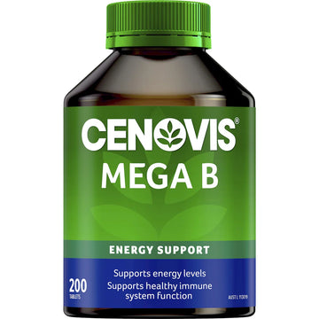 Cenovis Mega Vitamin B Tablets 200 pack – energy support supplement with B3, B6, B12, and Biotin for daily vitality and metabolism boost