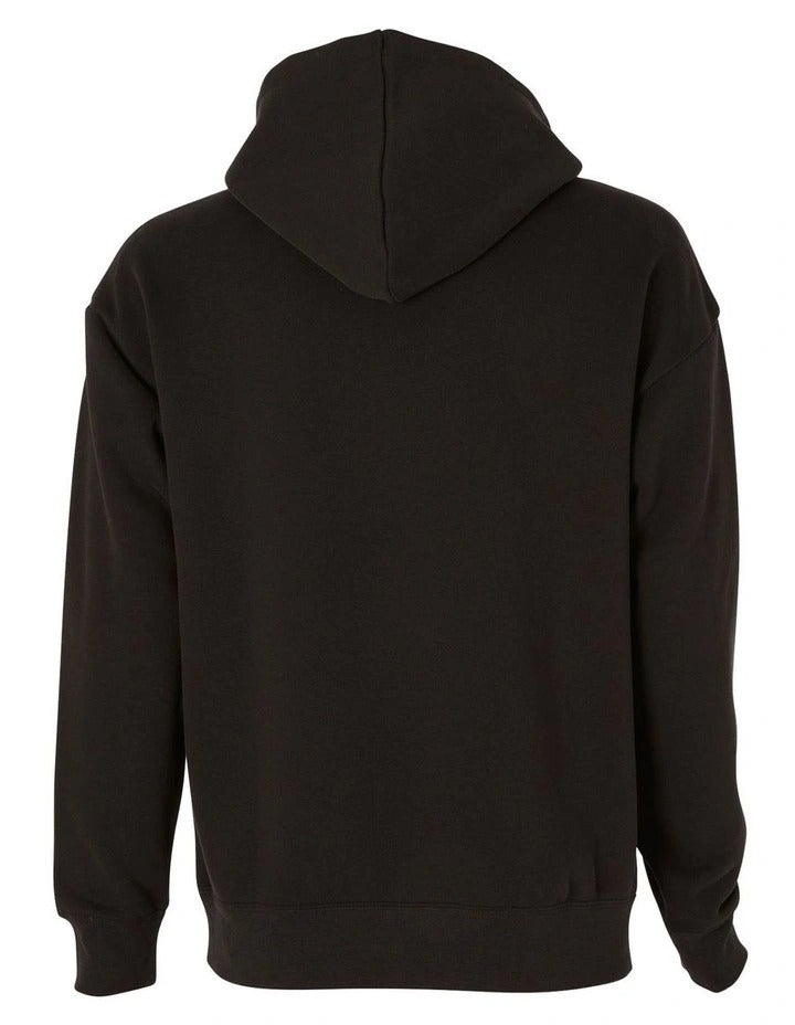 Puma Ess Elevated Badge Hoodie in cotton blend with embroidered Puma logo, adjustable hood, and ribbed cuffs