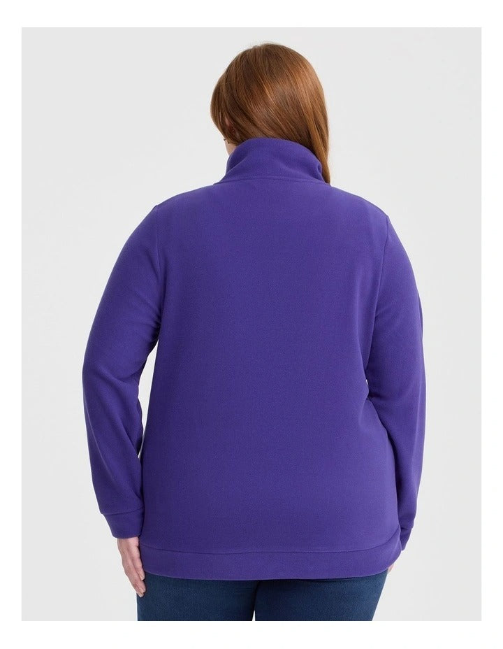 Taking Shape Polar Fleece Zip Front Jacket in Violet Blue, view 2