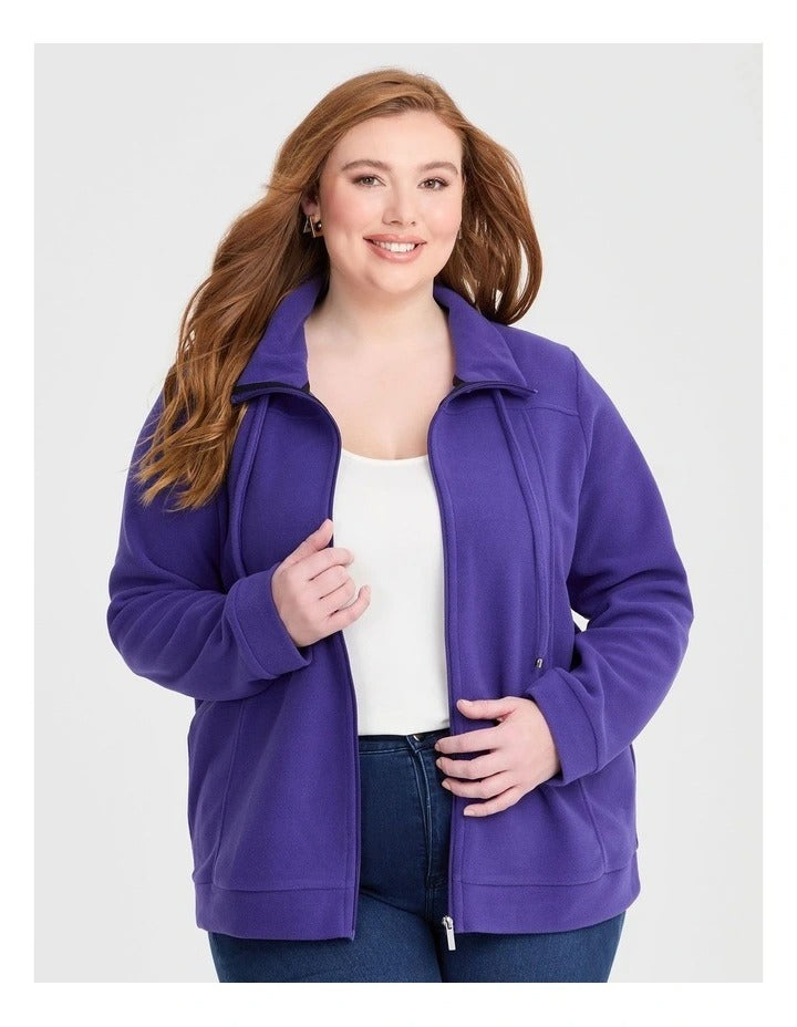 Taking Shape Polar Fleece Zip Front Jacket in Violet Blue, view 3