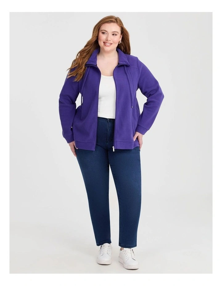 Taking Shape Polar Fleece Zip Front Jacket in Violet Blue, view 4