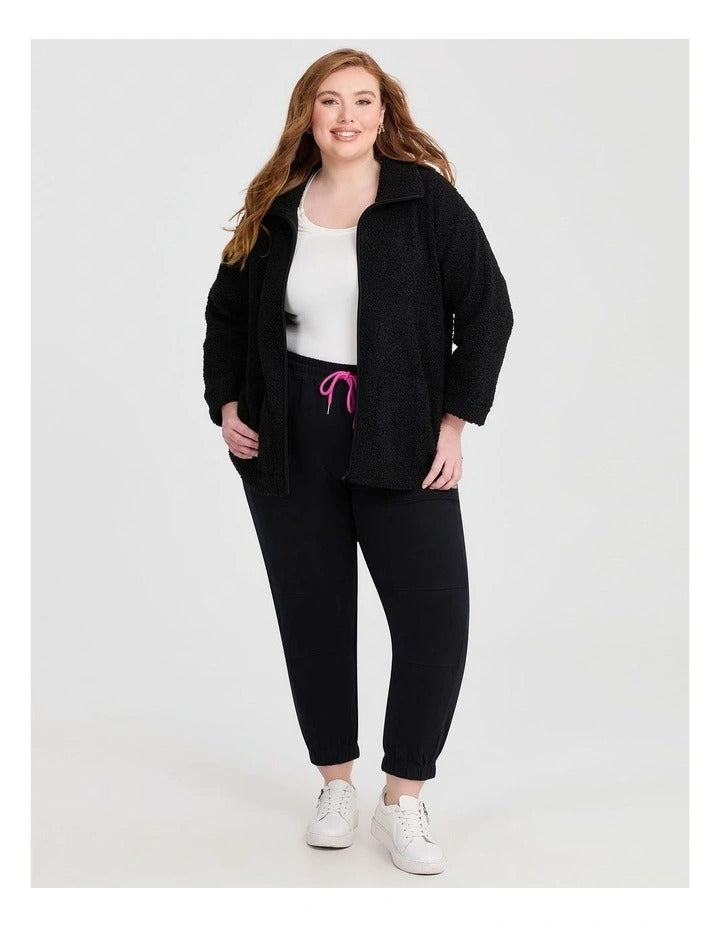 Taking Shape Teddy Zip Through Jacket Black, product image 4