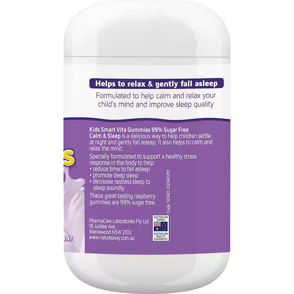 Nature's Way Kids Smart Vita Gummies Calm & Sleep 50 pack – natural berry flavored children’s sleep support supplement with magnesium and chamomile for calm and restful sleep