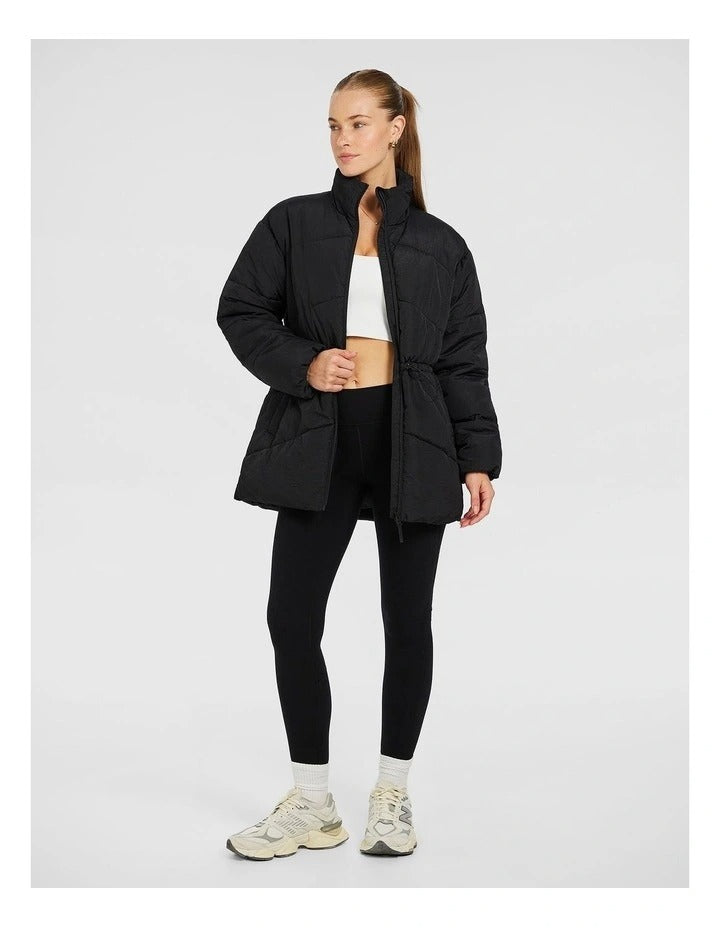 Rockwear Longline Puffer Jacket in Black, view 4