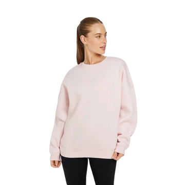 Cosy Fleece Longline Crew in Pink – Front View