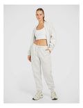 Rockwear Cosy Fleece Bomber in Light Grey Marle, women's full-length fleece jacket with relaxed fit and front pockets for comfort and style.