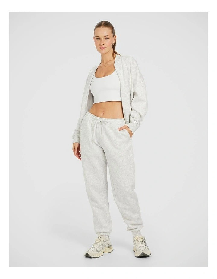 Rockwear Cosy Fleece Bomber in Light Grey Marle, view 6