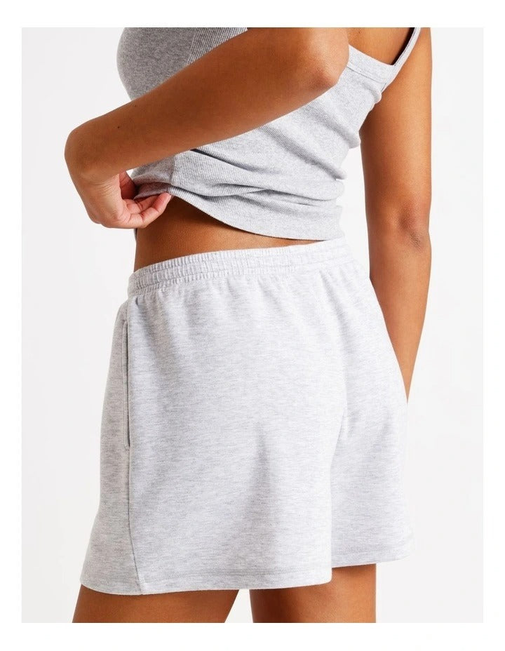 Chloe & Lola Pintuck Scuba Short in soft stretch modal fabric, featuring a drawcord and regular fit