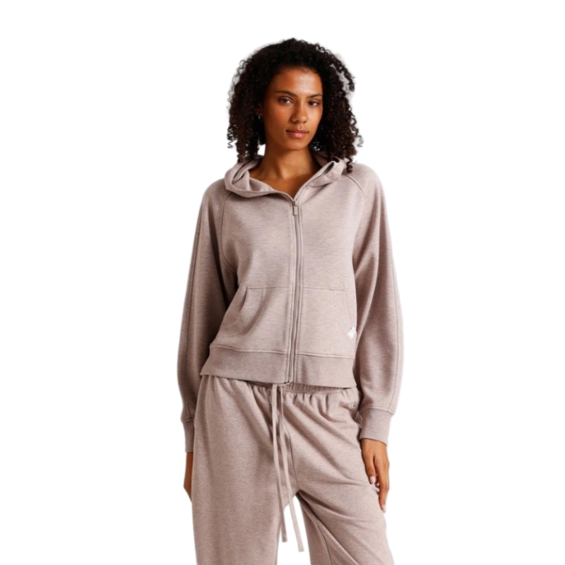 Chloe & Lola Loungewear Scuba Zip Hoodie in Malt Marle, view 1