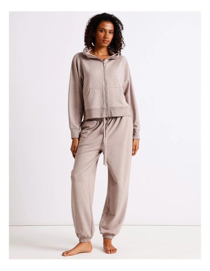 Chloe & Lola Loungewear Scuba Zip Hoodie in Malt Marle, view 2