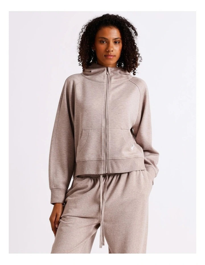 Chloe & Lola Loungewear Scuba Zip Hoodie in Malt Marle, view 3