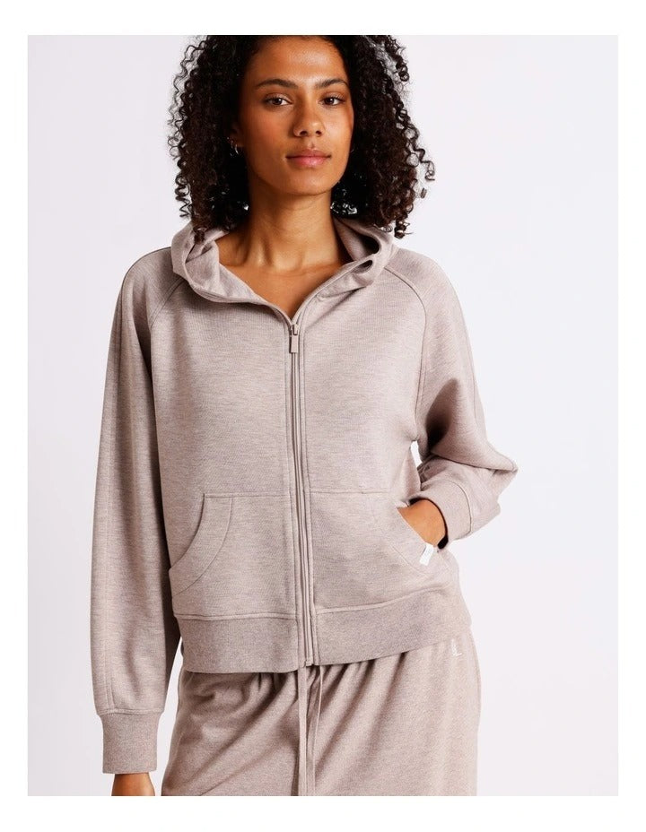 Chloe & Lola Loungewear Scuba Zip Hoodie in Malt Marle, view 4