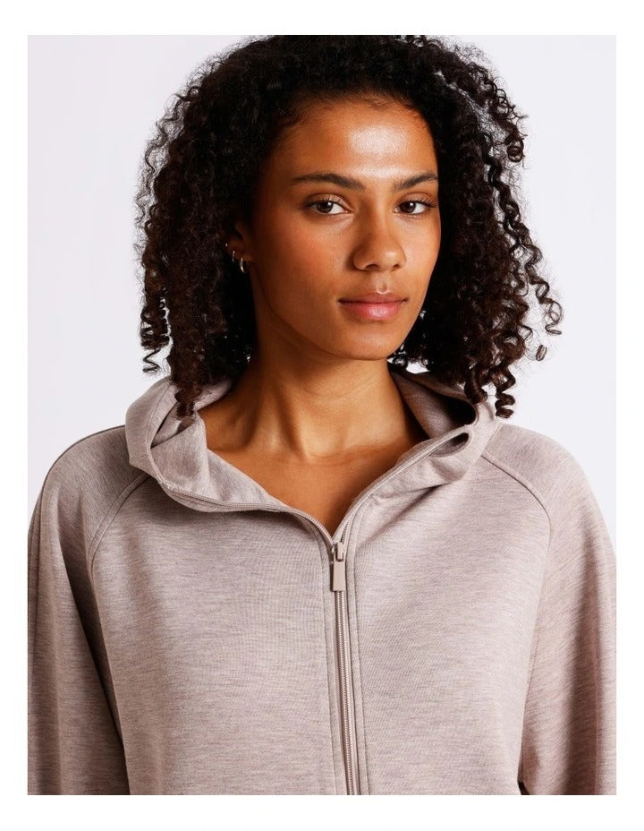 Chloe & Lola Loungewear Scuba Zip Hoodie in Malt Marle, view 7