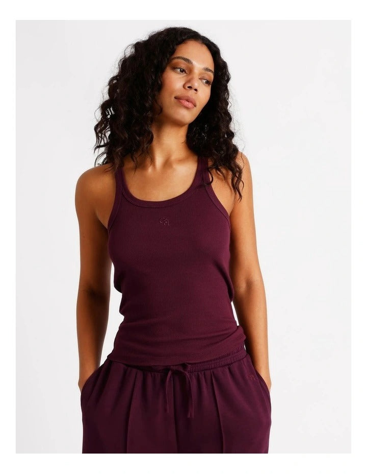 Chloe & Lola Loungewear Rib Tank in Plum, view 4