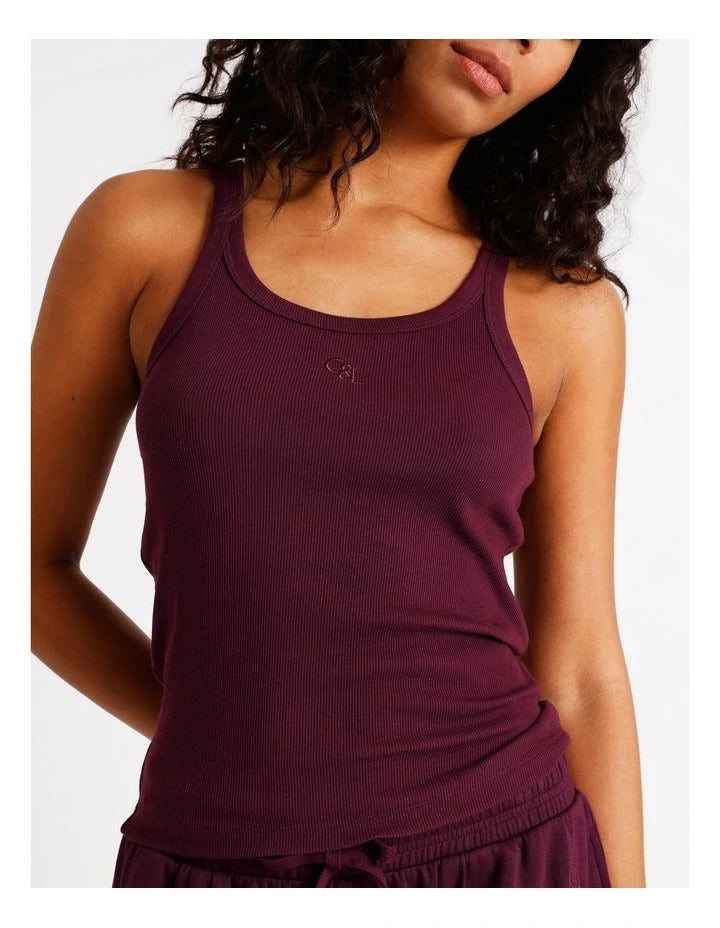Chloe & Lola Loungewear Rib Tank in Plum, view 5