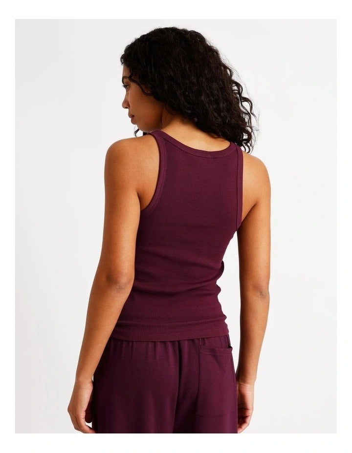 Chloe & Lola Loungewear Rib Tank in Plum, view 6