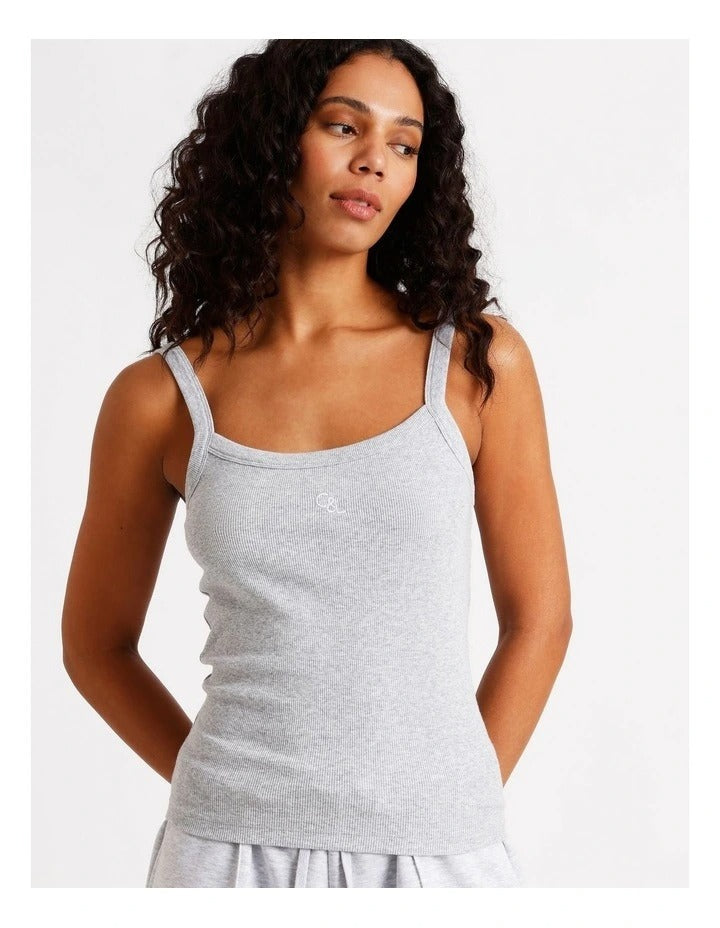 Chloe & Lola Loungewear Rib Square Tank in 100% Polyester, scoop neck, sleeveless, regular fit.