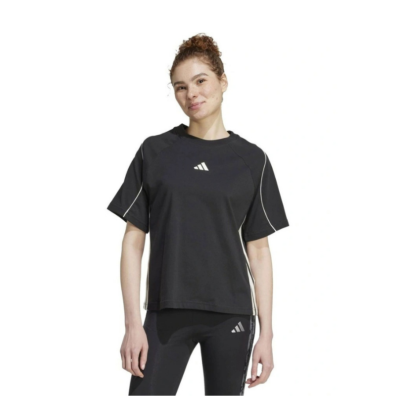 Adidas Stadium Stripes T-shirt in Black – Front View