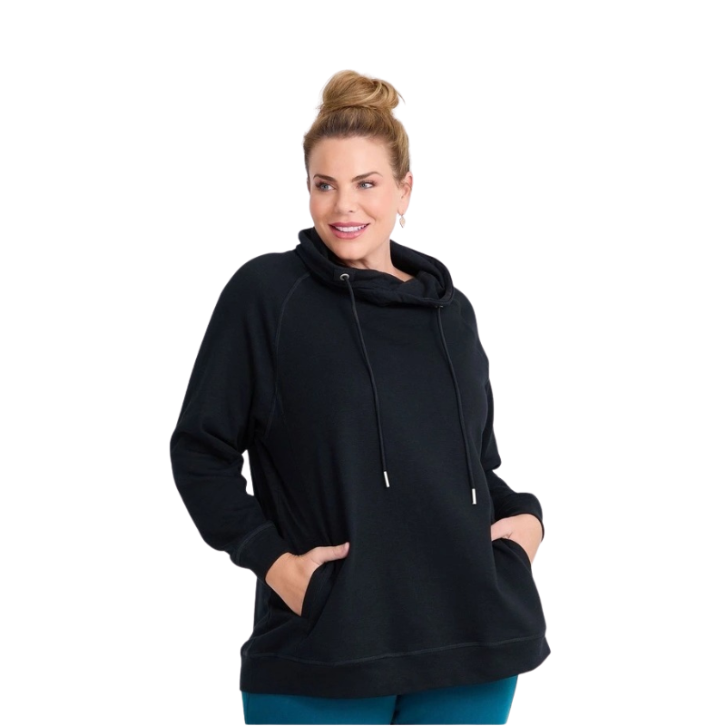 Taking Shape  Drawstring Collar Sweater in Black